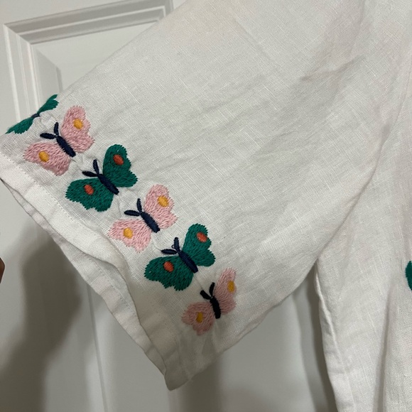 Johnny Was Embroidered Floral White Linen Top - Picture 5 of 8